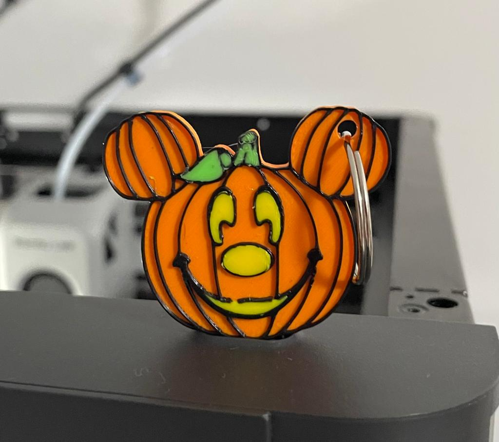 pumpkin mickey keychain by miham 3d art signs & logos key chain ring tag color ears halloween 2023 decor fun 3D print model - Mito3D