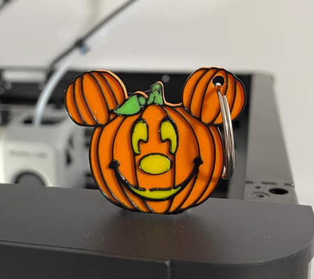 pumpkin mickey keychain by miham 3d art signs & logos key chain ring tag color ears halloween 2023 decor fun 3d print model - Mito3D