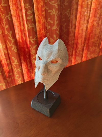 jhin's mask desk stand remixed by braga3dprint art sculptures leagueoflegends lol jhin 3d print model - Mito3D