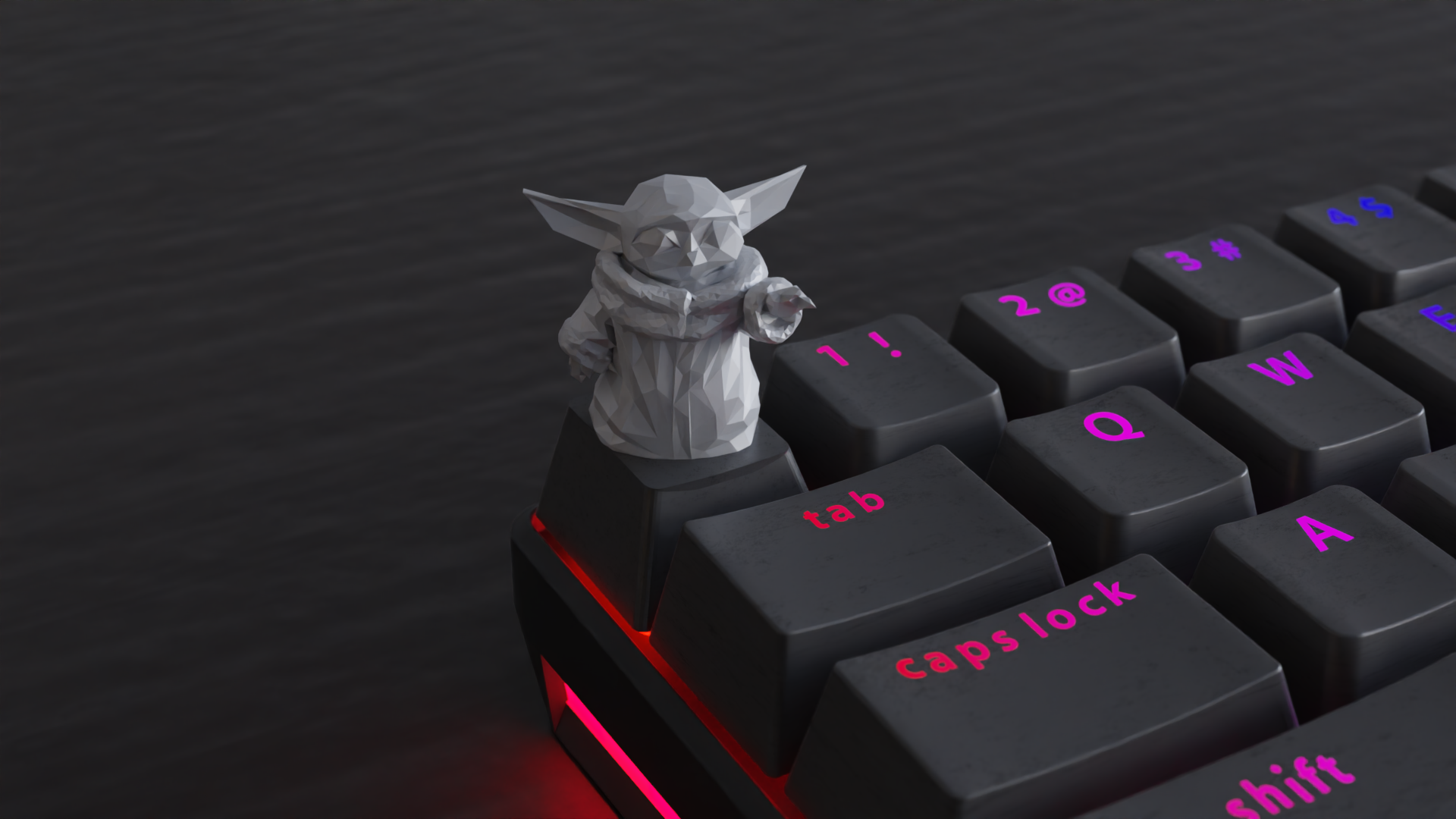 tastenkappe poly baby yoda neu gemischt by braga3dprint werkzeuge gadgets krieg sterne tastatur mechanische babyyoda tastenkappen cherrykeycap benutzerdefinierte handwerkerschlüsselkappen cherrykeycaps tastaturen handwerkliche schlüsselkappe babyyodamando spieltastenkappen star wars 3D print model - Mito3D