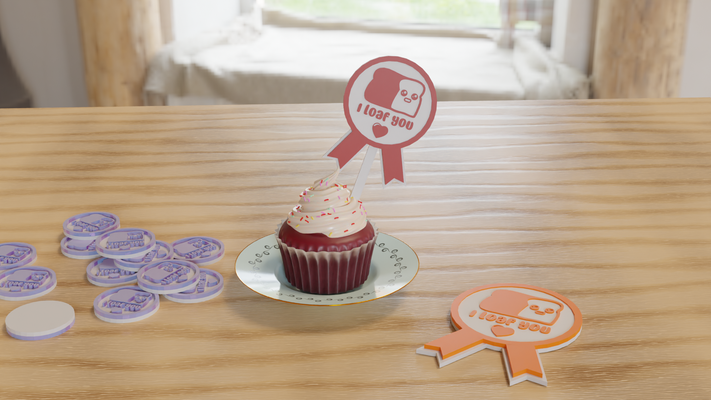 laib thematisch party zubehör by braga3dprint haushalt haus modelle münze geburtstag medaille caketopper cupcake cupcakes feier geburtstagskuchen partydeko 3d print model - Mito3D