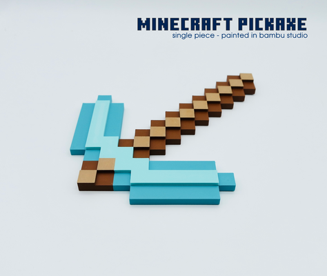 minecraft pickaxe single piece by nils kal toys & games child gift christmas 3d print model - Mito3D