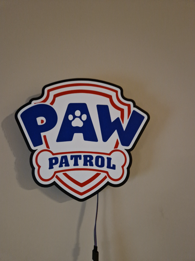 paw patrol light box led by 3dgiftsbe art signs & logos 3d print model - Mito3D