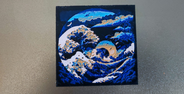 wave in darkness tribute to great kanagawa by adsodom art 2d hueforge 3d print model - Mito3D