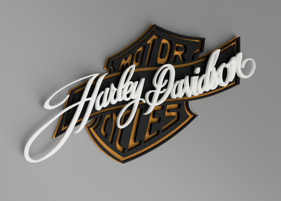 harley mauer dekor by dudis00 kunst modelle logo schild davidson wand montiert wandkunst barandshield 3d print model - Mito3D