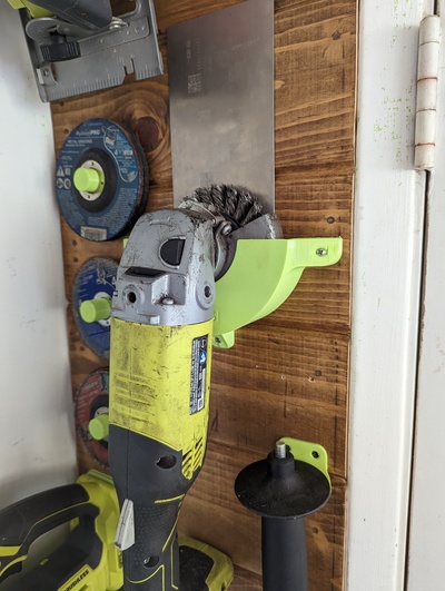 ryobi angle grinder holder remixed by thibo-do-it tools tool mount 3d print model - Mito3D