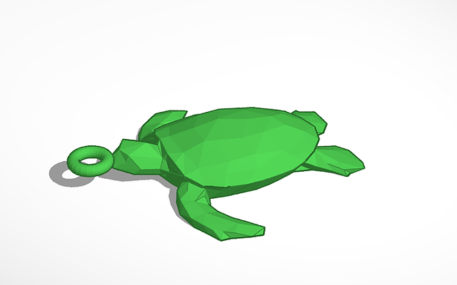 poly turtle keychain by coastjra miniatures animals key chain 3d print model - Mito3D