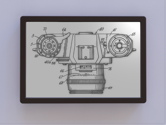 slr kamera patent sanat by ken değirmenler 2d fotoğrafçılık duvar sanatı 3d print model - Mito3D