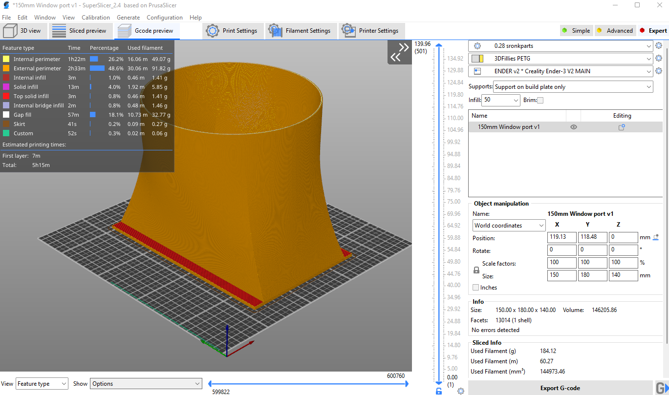 150mm window exhaust port by bencham95 household house models flex tubing 3D print model - Mito3D