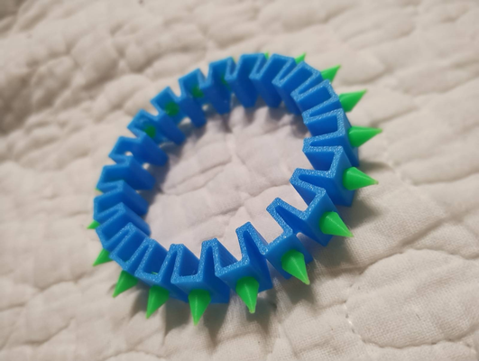 spiked rave bracelet by godhead fashion jewelry tpu spikes flexible 3d print model - Mito3D