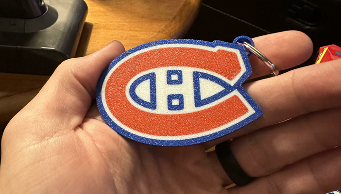 montreal canadiens multi color keychain by davedesigns3d art signs & logos nhl key chain ring multicolor keyring ams x1c p1p p1s toy 3d print model - Mito3D