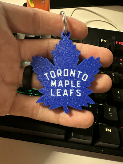 toronto maple leafs multi-color keychain by davedesigns3d art signs & logos nhl hockey x1c p1p p1s ams multi color multicolor toy key keyring ring 3d print model - Mito3D