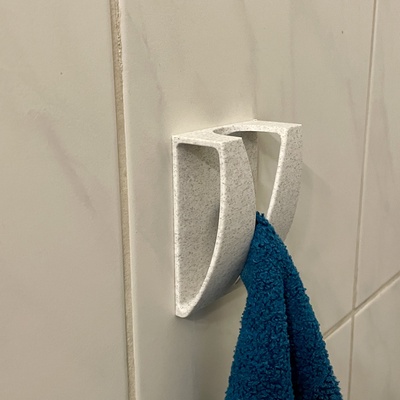 designer towel holder hook by schiko household house models clip glue loop slit slipin 3d print model - Mito3D
