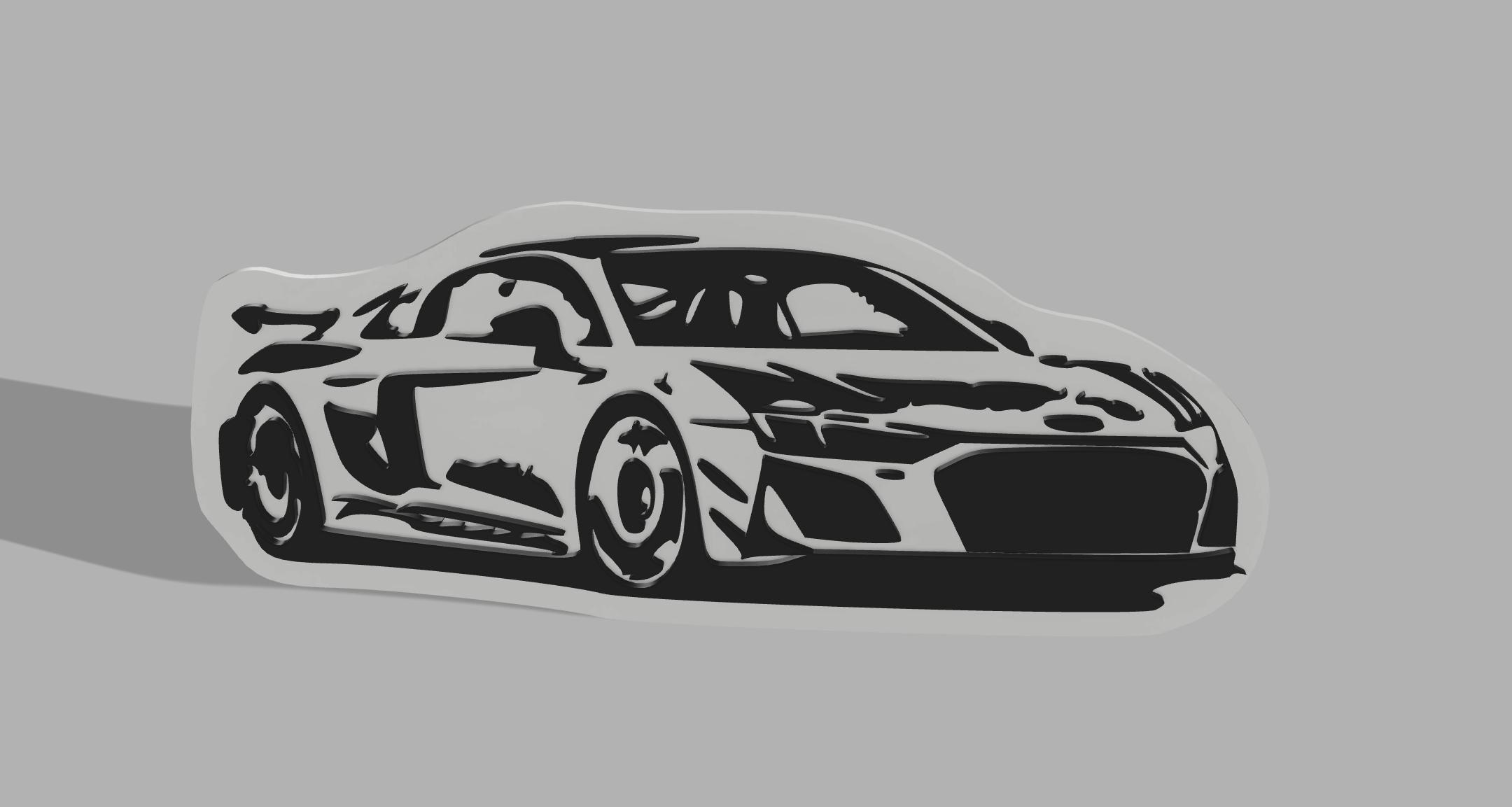 audi r8 silhueta imagem dual cor by aleks89 arte sinais logotipos logotipo auto automóvel 2dart dualcolor 2dwallart 2dlogo 2dwallsign design automotivo dualcolour dualcolor3dmodel impressão cores audir8 3D print model - Mito3D