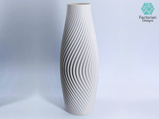 modern vase volute high resolution 3d printable stl datei by faktor designs haushalt dekor modus zuhause haus spiral minimalistisch blume drucken büro küche wohnzimmer 3d print model - Mito3D