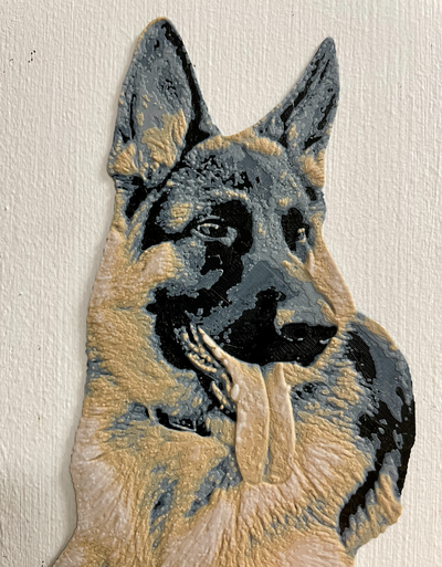 german shepherd hueforge by 3dprintsmom art models dog wall filament painting decoration 3d print model - Mito3D