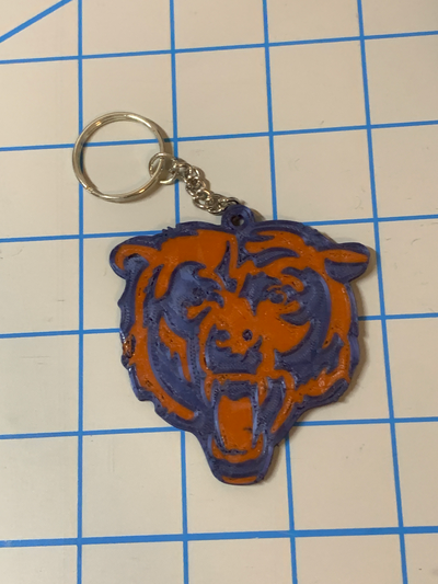 chicago bears logo keychains - flat raised by lilac rage art signs & logos nfl keychain football key chain ring ornament christmas 3d print model - Mito3D