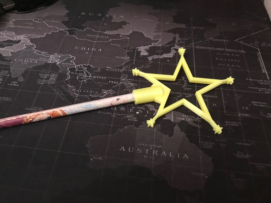 magic wand star pencil topper by brithawkes household office fun 3d print model - Mito3D