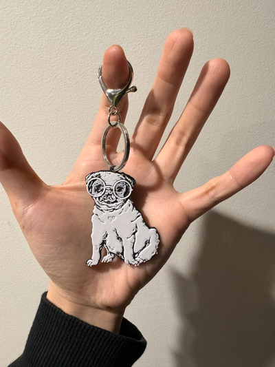 pug keychain by cyanidesugar art models dog hueforge animal cute quick print multicolor fun 3d print model - Mito3D