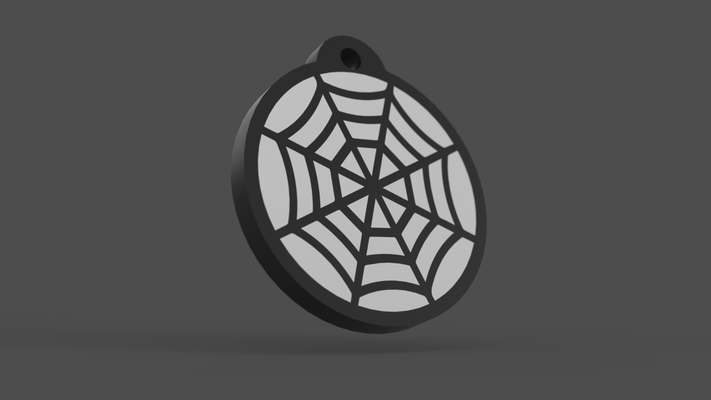 halloween spider web keychain by aero jay art coin & badges spiderweb multicolor easy 2d badge batch scary ghost black white pla 3d print model - Mito3D