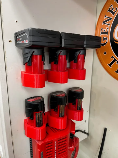 milwaukee m12 3 battery holder remixed by outdoorseh tools batteryholder wallmount 3d print model - Mito3D
