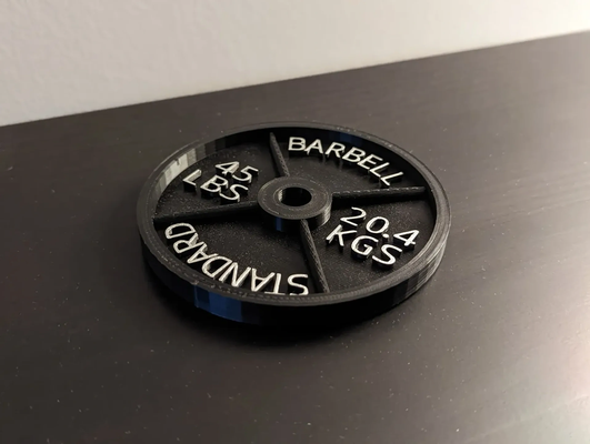 standard barbell 45lb plate coaster by moose household house models 45 lbs 45lbs weight 3d print model - Mito3D