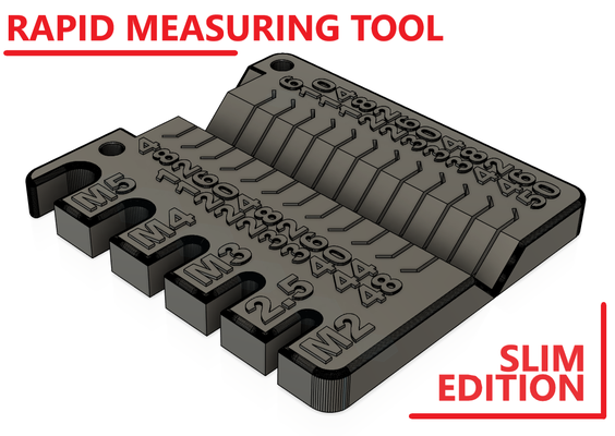 rapid screw measuring tool - slim edition remixed by eldenroot tools nuts metric 3d print model - Mito3D