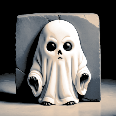 ghost of stone filament painting - hueforge by lordboos art models cute spooky scarry filamentpainting halloween 3d print model - Mito3D