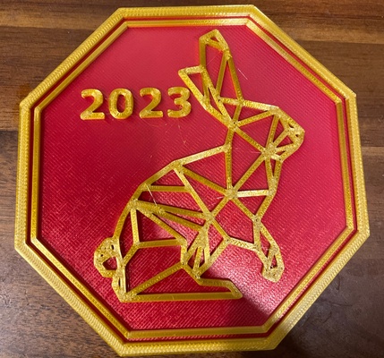 year of rabbit coaster origami style chinese cny 2023 remixed by afschuld household festivities drinkcoaster chinesenewyear yearofrabbit 3d print model - Mito3D