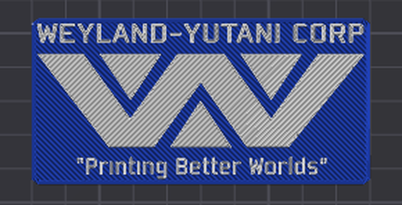 weyland-yutani sign altered to printing worlds of building remixed by vicpylon art signs & logos logo weyland yutani aliens xenomorph sing 3d print model - Mito3D