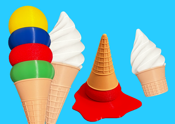 delicioso apilable hielo crema conos by tmnrsmn juguetes juegos juguete imán divertido magnético helado cucurucho 3d print model - Mito3D