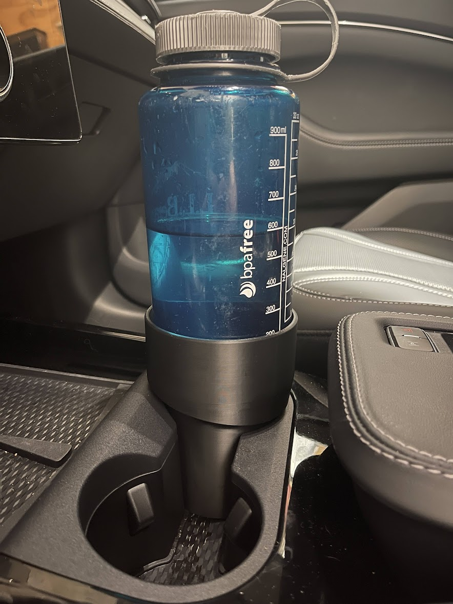 ford mustang mach-e cupholder large water bottle by troye stonich hobby & diy vehicles cup holder nalgene 3D print model - Mito3D