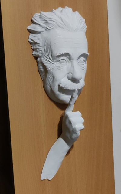 shh remixado by ippe arte esculturas cabeça mão thingiverse biblioteca dedo albert einstein 3d print model - Mito3D