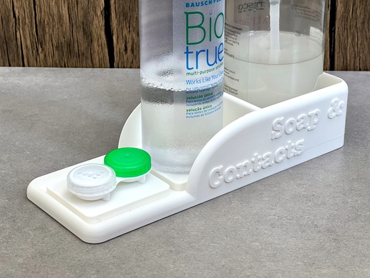 bathroom organiser tray a soap dispenser contact lens liquid case by ioannis household house models bathroomorganizer soapdispenser soapdish contacts bathroomaccessories bathroomsink soaptray soapbox contactlenses soapdishholder 3d print model - Mito3D
