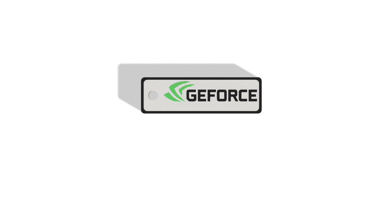 nvidia geforce keychain by maut3d art signs & logos rtx graphicscard gaming intel pcgaming amd gamer game games accessory xbox videogame videogames twitch computer computeraccessories setup decor gamingroom gaminglife pcbuild gamingsetup pcmr pcmasterrace gtx custompc nvidiageforce nvidiashield shield 3d print model - Mito3D
