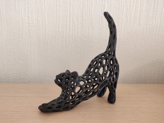 gato esticam voronoi remixar by arte esculturas estátua estiramento 3d print model - Mito3D
