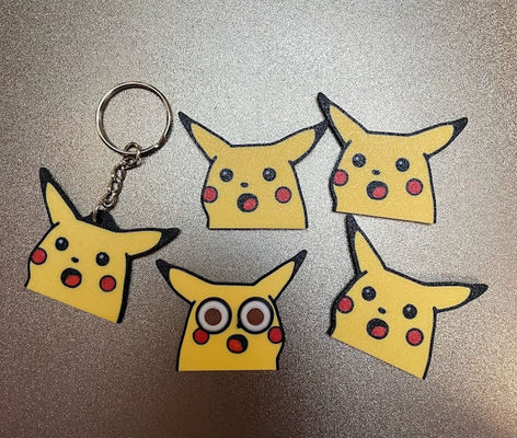 surprised pikachu magnet keychain by plomdawg art 2d pokemon mmu ams multicolor ornament gift 3d print model - Mito3D