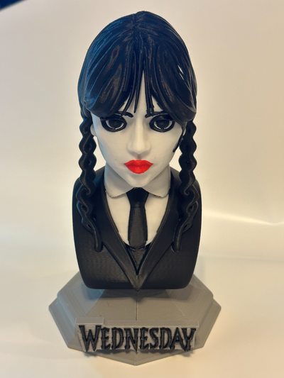 wednesday addams bust by stl art sculptures 3d print model - Mito3D