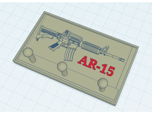 ar 15 key holder - w fully embossed rifle sign by tundra3866cda art 2d ar15 keyring keytag 3d print model - Mito3D