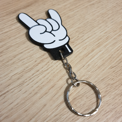 mickey mouse devil horns keyring by thecreativelily art signs & logos keyrings keychain disney horn rock hand gesture 3d print model - Mito3D