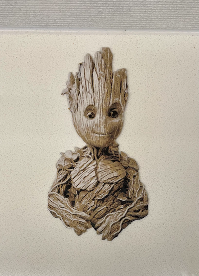groot youth edition - 4 color hueforge filament painting by shakastudio art 2d marvel multicolor ams wallart bookmark 3d print model - Mito3D