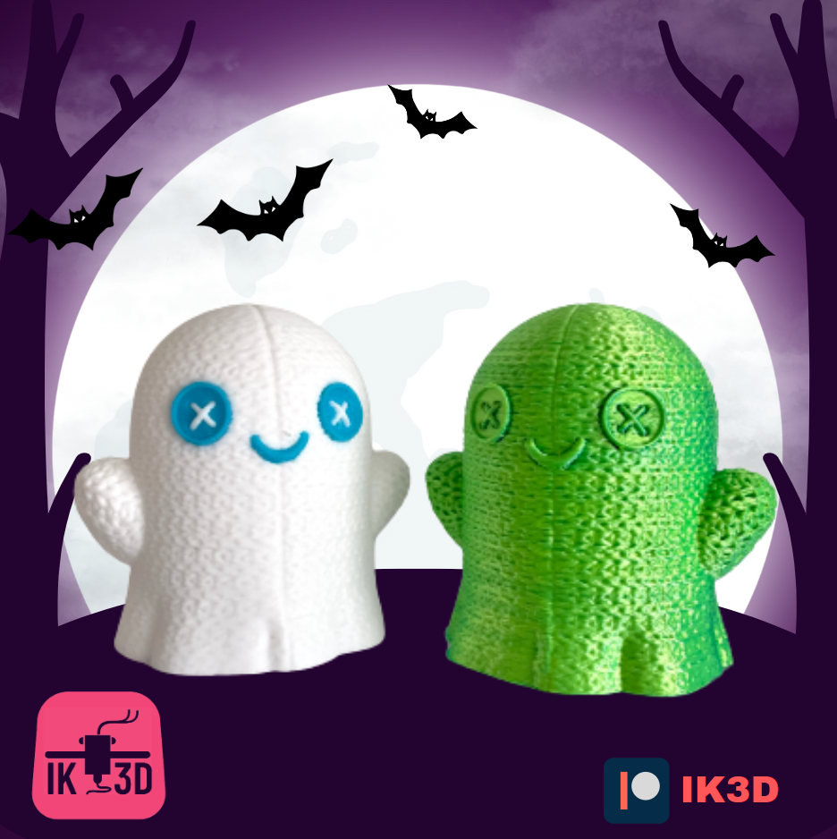 cute crochet ghost - no supports color print by ik3digital household festivities knitted halloween decoration decor adorable kawaii 3D print model - Mito3D