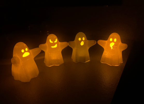 bougie chauffe plat fantômes by alec bings ménage décor fantôme halloween 3d print model - Mito3D