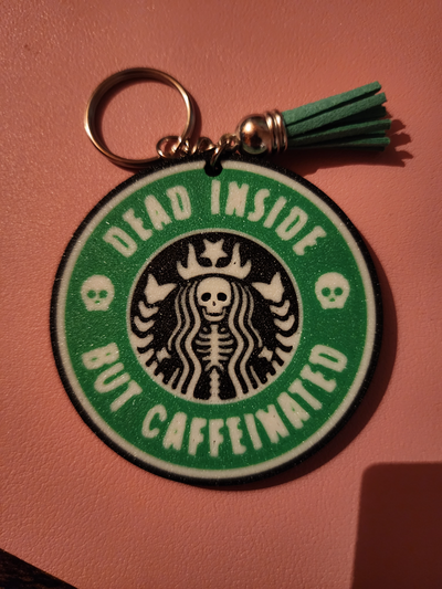 dead keychain by picture it fashion models key chain starbucks coffee caffeinated 3d print model - Mito3D
