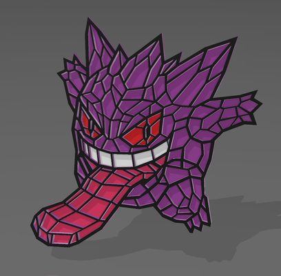 stained glass gengar by scattered collectables art models pokemon 3d print model - Mito3D