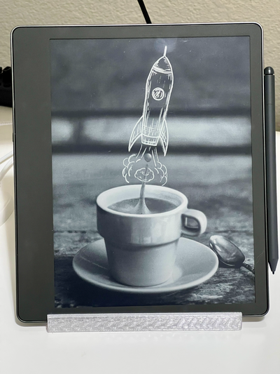 amazonas acender escriba ebook leitor ficar pé suporte by buckler bronze passatempo faça eletrônicos portátil eink 3d print model - Mito3D