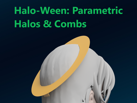 halo ween facile halloween halo paramétrique option by adam accessoires cosplays costumes costume noël tête cosplay ange fusion360 cheveux style 3d print model - Mito3D