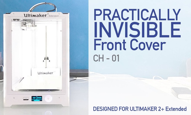 practically invisible cover um2+ extended by calvintam 3d printer accessories frontcover ultimaker 3d print model - Mito3D