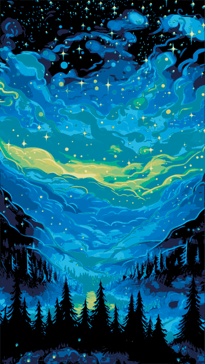 stellato notte montagne incontrare cielo by pachiderma arte 2d fucina cappelli filamento dipingere pittura 3d print model - Mito3D