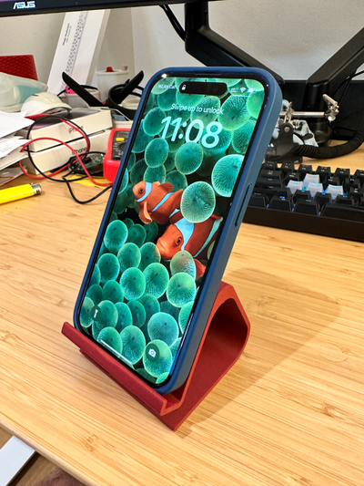 easy to print phone holder by dewgenenny household office phonestand iphone smartphoneholder phoneholder iphonestand 3d print model - Mito3D